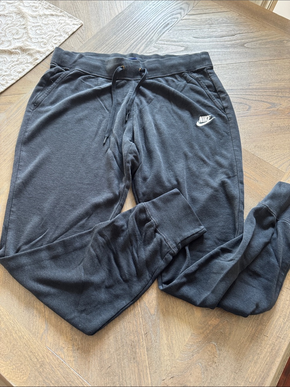 Nike women’s large Black Jogger Sweatpants with White Logo